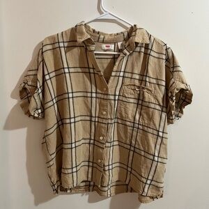 Levi's Beige Plaid Casual Button Down Shirt